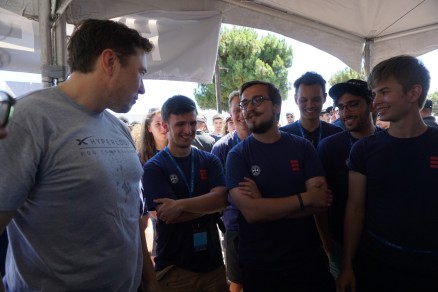 HypED team discussing pod’s design with Elon Musk